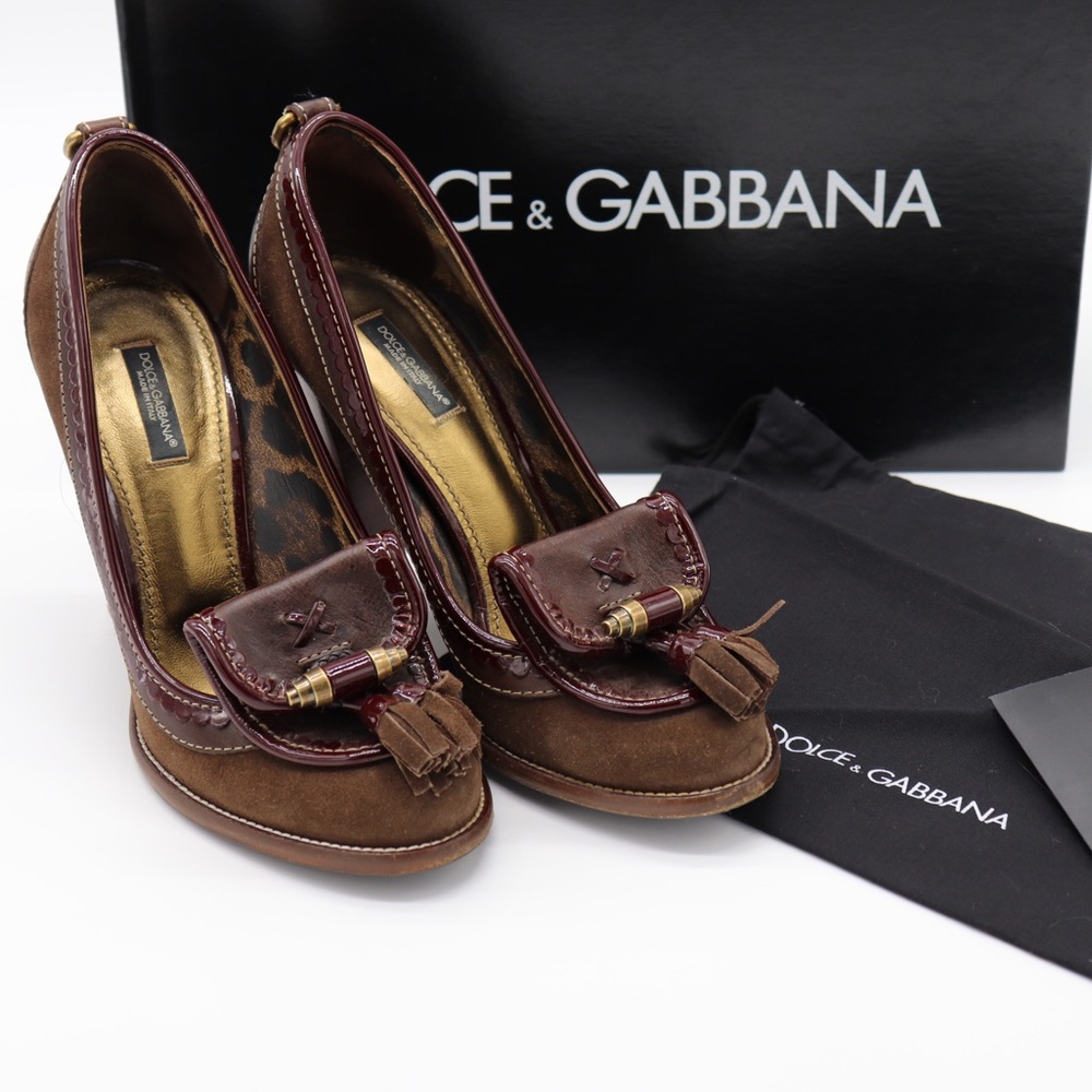 Dolce&Gabbana Suede/Leather Tassel Loafer Pumps